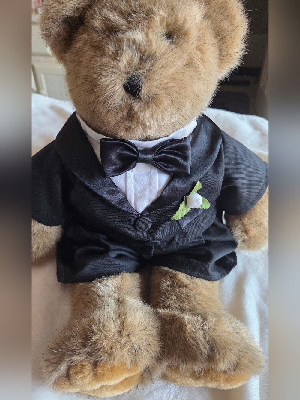 Build-A-Bear Brown Plush Bear in Black Tuxedo with Bow Tie